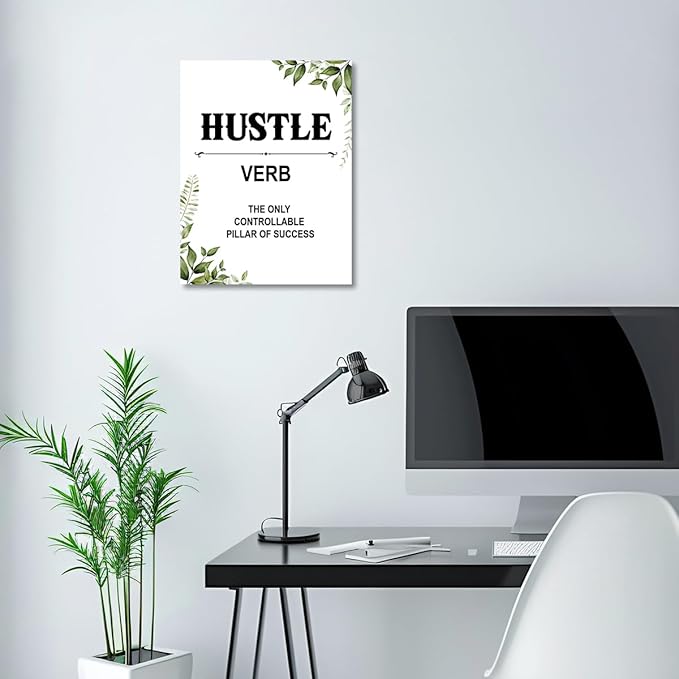 Gwisml Hustle Definition Wall Decor,Inspirational Quotes Canvas Frame Paintings For Office Home Workplace Wall Art Decor