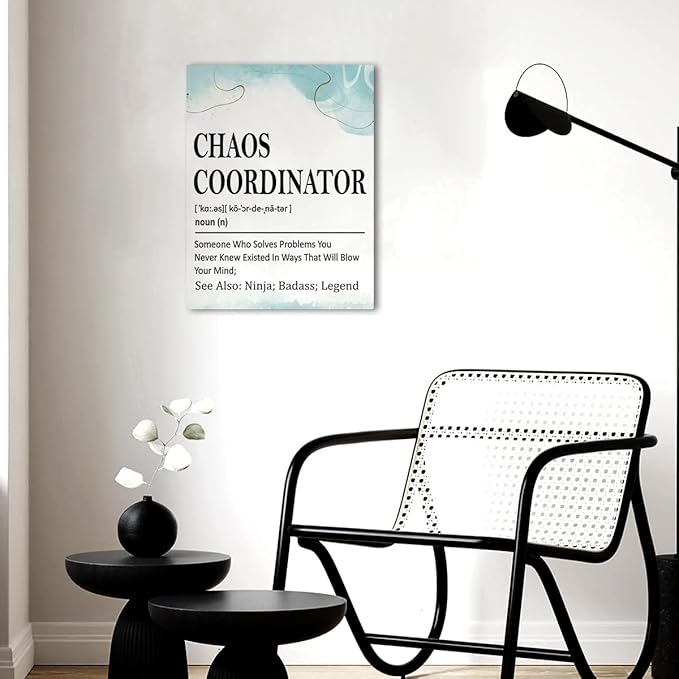 Gwisml Chaos Coordinator Definition Wall Decor,Funny Canvas Frame Paintings For Office Home Workplace Wall Art Decor,Gifts For Boss Coworker Mentor