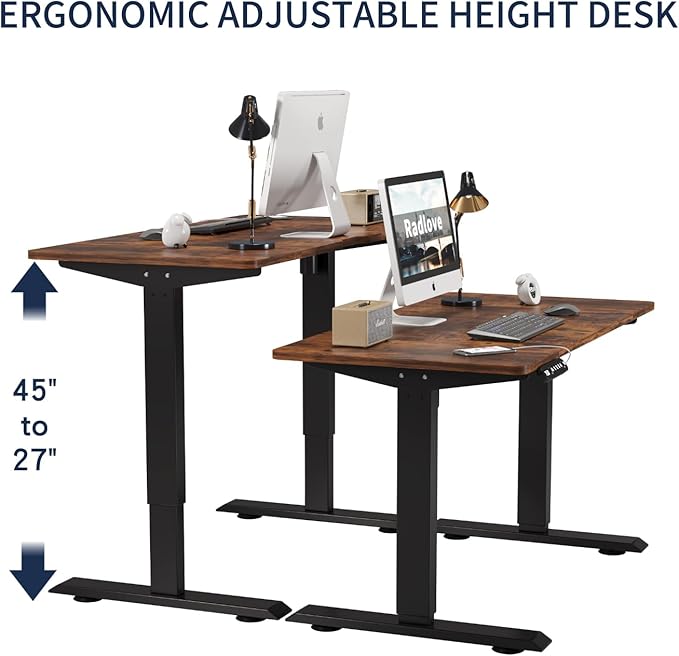 48 Inch Electric Standing Desk with USB Charging Port, Height Adjustable Sit Stand Desk with Memory Presets, Spacious Desktop and Sturdy Metal Frame for Home Office