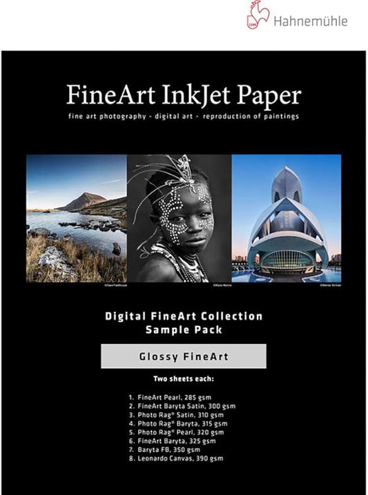 Hahnemuhle FineArt Glossy Inkjet Paper Sample Pack, 8.5x11", 14 Sheets
