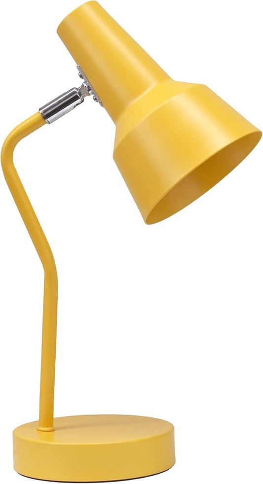 Simple Designs LD1078-YLW 15.2" Sleek Essentials Metal Cone Shade Desk Lamp with Adjustable Shade, for Office, Desk, Nightstand, Dorm, Yellow
