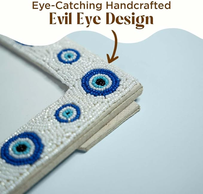 Folkulture Picture Frame for Wall or Tabletop | Evil Eye 4x6 Aesthetic, Cute, Protective Evil Eye Design Photo Frame| Vertical & Horizontal Display | Handmade Housewarming Gifts