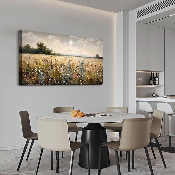 Wapluam Framed Wall Decor For Living Room Canvas Prints Wall Art Bedroom Office Decoration Vintage Abstract Painting Rural Natural Landscape Artworks Pictures Ready To Hang Farmhouse Home Decor