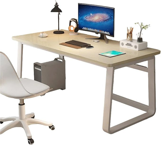 Computer Small Desk, Office Writing Work Study Student Home Bedroom with Metal Frame Wooden top No Wheels,Easy Assembly(Arce Blanco,120 * 40cm(47 16in))