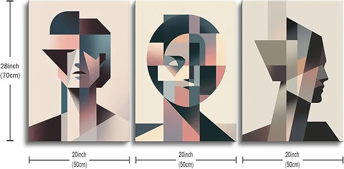 YSPCSUN Abstract Modern Minimalism Wall Artwork Geometric Stitching Combinations Picture Painting for Home Office Parlour Kitchen Wall Decor Artwork Decorative Ready to Hang [60''Wx28''H]