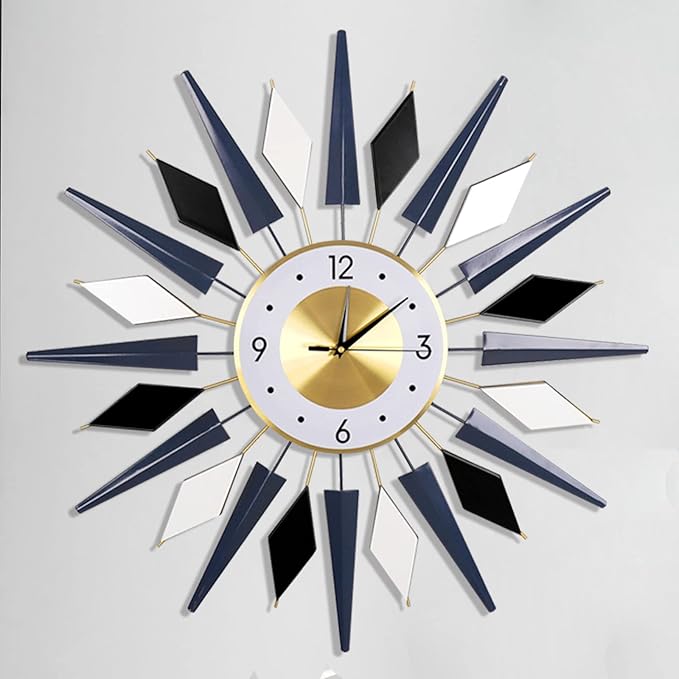 28 Inch Modern Metal Unique Design Large Silent Wall Clocks Battery Operated Non Ticking, Wall Clock for Living Room Kitchen Office Decor