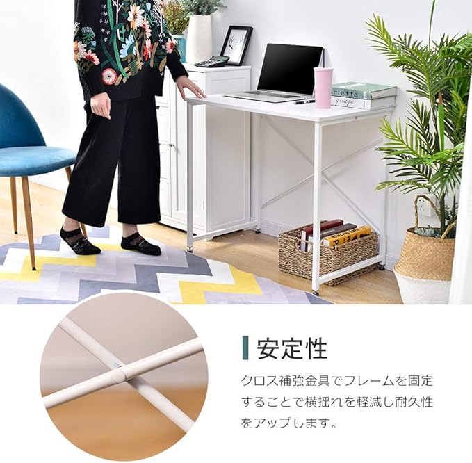 OSJ Desk Dark Computer Desk, Black, 19.9 x 31.5 x 27.6 inches (48 x 80 x 70 cm)