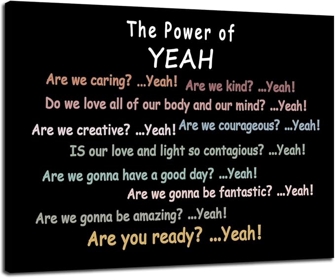 “The Power of Yeah”Motivational Wall Decor Positive Psychological Suggestion Q&A Inspirational Wall Art for Bedroom Psychotherapy Room School Children's Room Framed Ready to Hang [18" W X 24" H]