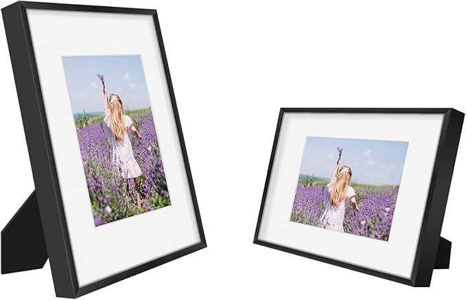 Golden State Art, Gallery Wall Frame Set of 6 - Black 9x12 Aluminum Photo Frames with Mat for 6x8 Pictures - 9 x 12 inch Metal Frame with Real Glass Cover - Elegant Home or Office Decor
