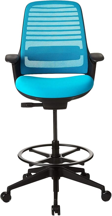 Steelcase Series 1 Stool Chair, Graphite Frame with 3D Microknit Fabric (Blue Jay)