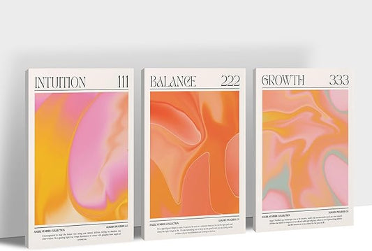 Colorful Gradient Angel Numbers Poster Canvas Print Artwork Room Decor for Bedroom Aesthetic, 3 Piece Framed Inspirational Minimalist Art Paintings Decor for Bedroom Office 20"x30" x 3 Pcs