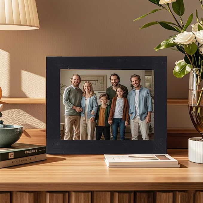 Pacome Picture Frames set with Two 11x14, Four 8x10, Four 5x7 Gallery Wall Frame Set, Collage Picture Frame,10Pack Farmhouse wood Photo Frames for living room Wall Gallery Decor or Desk,Black