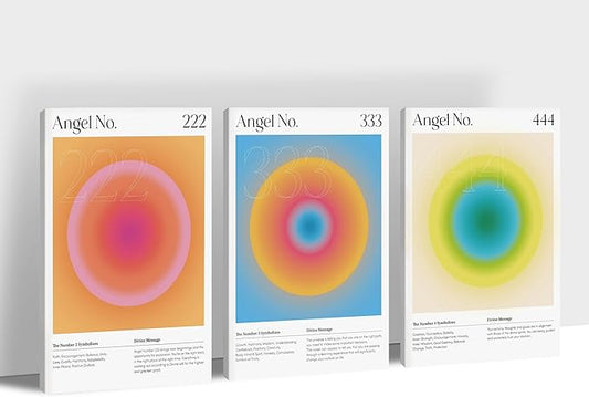 SHMAO Colorful Gradient Aura Angel Numbers Poster Canvas Wall Art for Room Aesthetic Inspirational Spiritual Wall Art Paintings Abstract Minimalist Wall Decor for Bedroom 20"x30" x 3 Pcs