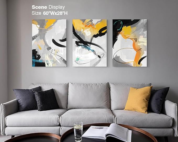 GIFTTWART Yellow Abstract Canvas Wall Art for Living Room, Bedroom, Office, or Dining – Modern Home Accents and Kitchen Painting Decor