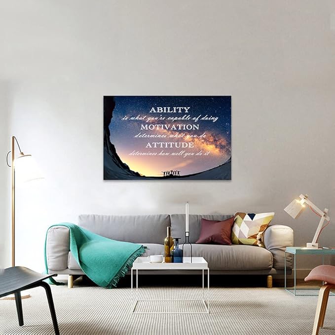 Motivational Quotes Wall Art Motto Inspirational Success Teamwork Canvas Painting Inspirational Entrepreneur Posters and Prints Motivation Attitude Saying Pictures Decor for Office Home (28”Hx44”W)