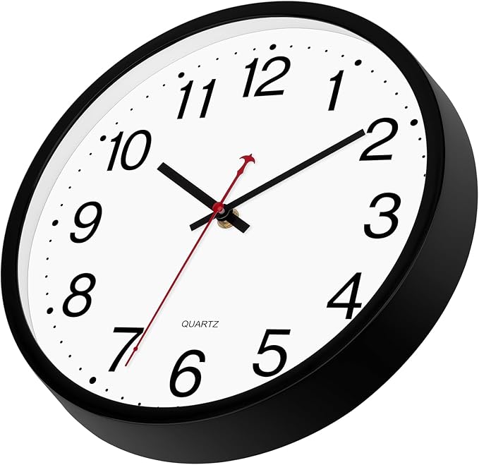 Foxtop 4 Pack Multi-Time Zone Black Wall Clock, 12 Inch Silent Non Ticking Quartz Battery Operated Round Classic Analog Wall Clock for Classroom School Office Living Room Bedroom Home