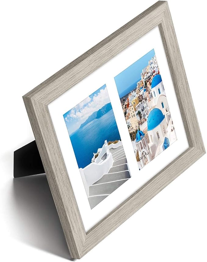 Americanflat 4x6 Double Picture Frame with Shatter-Resistant Glass - Fits Two 4x6 Photos or use as One 8x10 Picture Frame - Signature Collection - Collage Frames for Tabletop and Wall - Driftwood