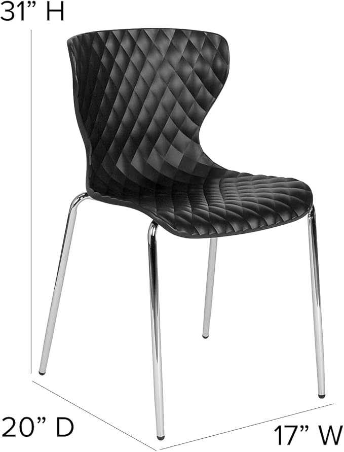 Flash Furniture Lowell Contemporary Design Black Plastic Stack Chair