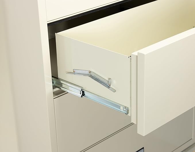 38 inch Wide 4-Drawer Lateral Fireproof File Cabinet – Legal and Letter Size Filing – Key Lock – Water Resistant – Fire Safe and Impact Rated – Putty Finish – Model LAT4W38P