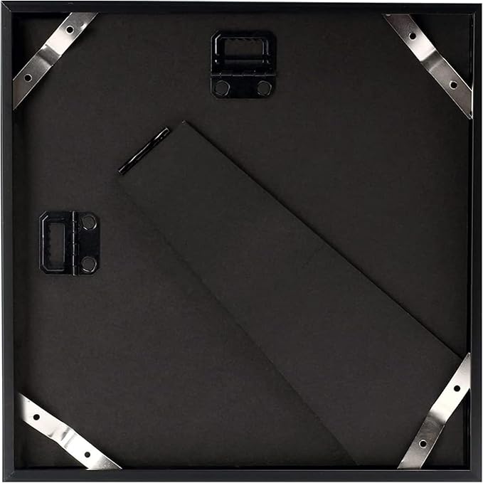 Golden State Art, Gallery Wall Frame Set of 6 - Black 8x8 Aluminum Photo Frames with Mat for 4x4 Pictures - 8 x 8 inch Metal Frame with Real Glass Cover - Elegant Home or Office Decor