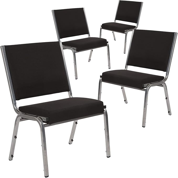 Flash Furniture 4 Pack HERCULES Series 950 lb. Rated Black Fabric Bariatric Medical Reception Chair