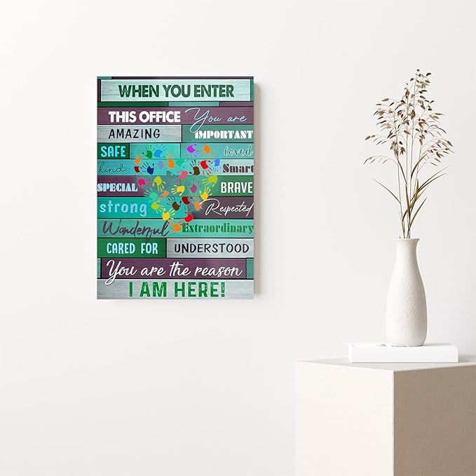 RCVTVPV When You Enter This Office Wall Art You Are Important Amazing Poster Hand Love Canvas Wall Art For Home Office Framed Ready to Hang 12"x18"