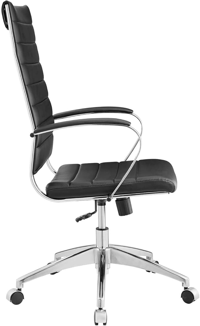 Modway Jive Ribbed High Back Tall Executive Swivel Office Chair With Arms In Black