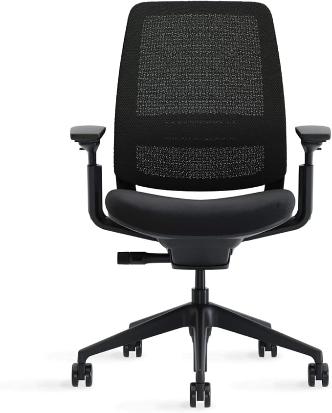 Steelcase Series 2 Office Chair, Black Frame and 3D Microknit Back, Era Fabric (Cobalt)