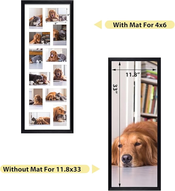 HORLIMER 4x6 Collage Picture Frame Set of 2, 12 Openings Multiple Frames Display 4 by 6 Photo with Mat for Wall Hanging