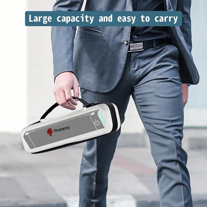 Phomemo 2025 New Version M08F Printer White Bag, M08F Portable Bag Lightweight for Travel, Compatible with HPRT MT800/MT800Q, M08F/M08E/P831/TP81, A886/A887, Portable Thermal Printers (Box Only)