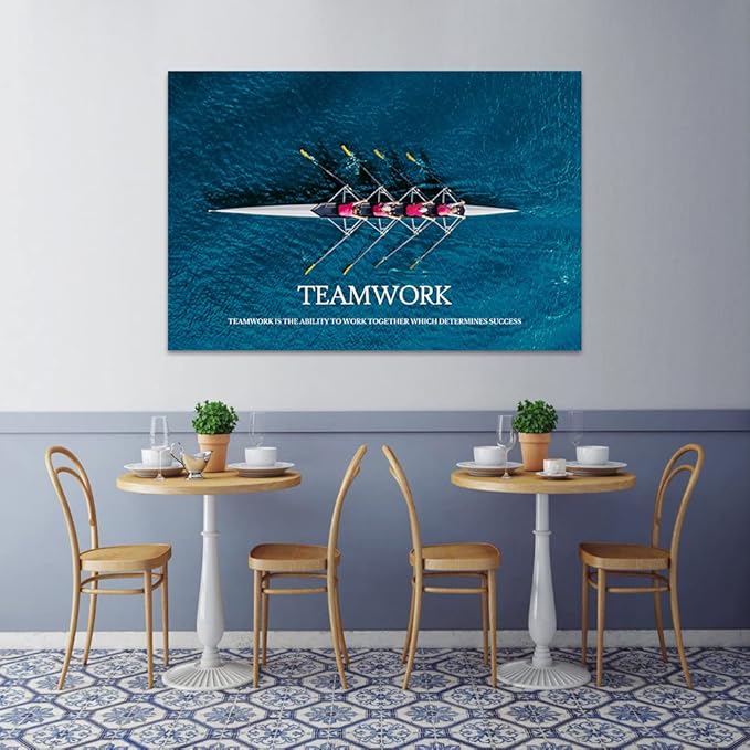 Inspirational Canvas Wall Art Inspiration Motivation Painting Motivational Quotes Modern Success Teamwork Posters Prints Artwork Living Room Home Office Decorations Framed Ready to Hang (28”Hx44”W)