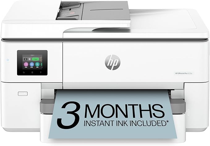 HP OfficeJet Pro 9720e Wide Format Wireless All-in-One Color Inkjet Printer, Print, scan, Copy, ADF, Duplex Printing Best for Office, 3 Month Instant Ink Trial Included, AI-Enabled (53N95A)