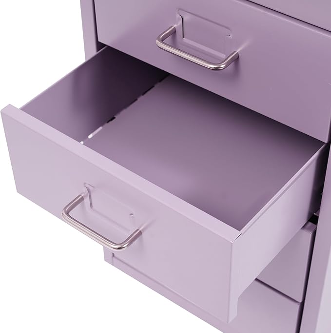 Vertical File Cabinets | 6 Drawer File Cabinet with Lock | Steel Lockable Storage Cabinets | Metal S-torage Cabinet for Home Office | storage A4/F4/Letter/Legal | With 4 Wheels | 2X Keys (Purple)