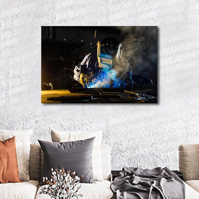 TUMOVO Machine Tools Paintings for Wall Decorations Welding Canvas Art Prints 1 Piece Wall Art Bedroom Wall Decor Living Room Decor Stretched and Framed Ready to Hang Arts & Crafts, 16" x24"
