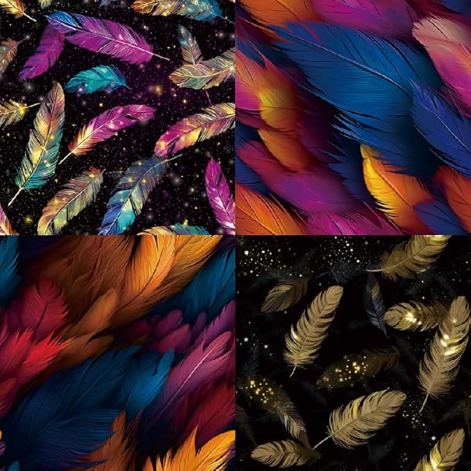 Feather Themed Scrapbook Paper Pad 6x6 inches, Single-Sided Boohoo Designs Printe Decorative Paper Sheets For Craft, Home Decor and Parties-24