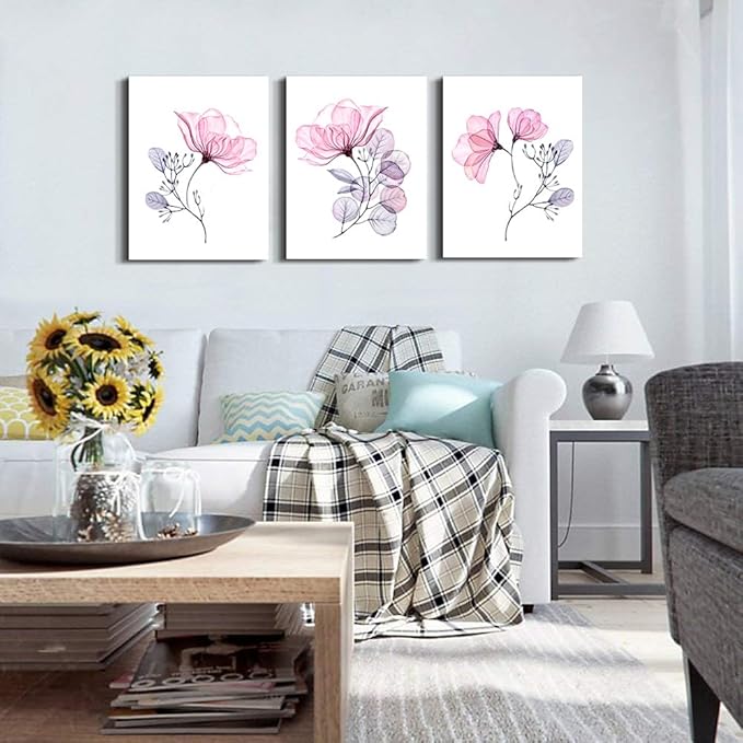 Lapremoly Large Canvas Wall Art for Living Room Wall Decor for Bedroom Vintage Flowers Picture Watercolor Painting Kitchen Home Decoration Abstract Canvas Print Artwork Modern Office Wall Posters