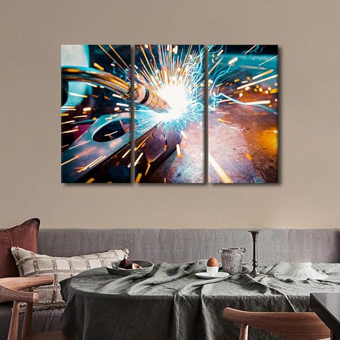 Welding Pictures for Bedroom Wall Decor Canvas Painting Wall Art 3 Piece Wall Art Modern Artwork for Walls Framed Art Wall Decor Family Wall Decor Canvas Art Posters & Prints, 42x28 Inch