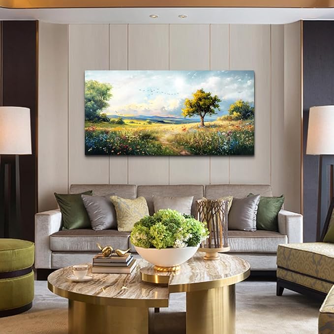 Wapluam Canvas Wall Art For Bedroom Wall Decor For Living Room Modern Office Decorations Pastoral Wall Paintings Scenery Abstract Watercolour Farmhouse Pictures Canvas Artwork Room Home Decor Mural