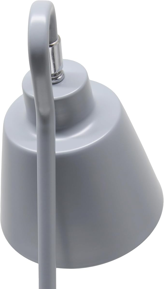 Simple Designs LD1079-GRY 16" Sleek Essentials Metal Looped Desk Task Lamp with Adjustable Shade, for Office, Desk, Nightstand, Dorm, Gray