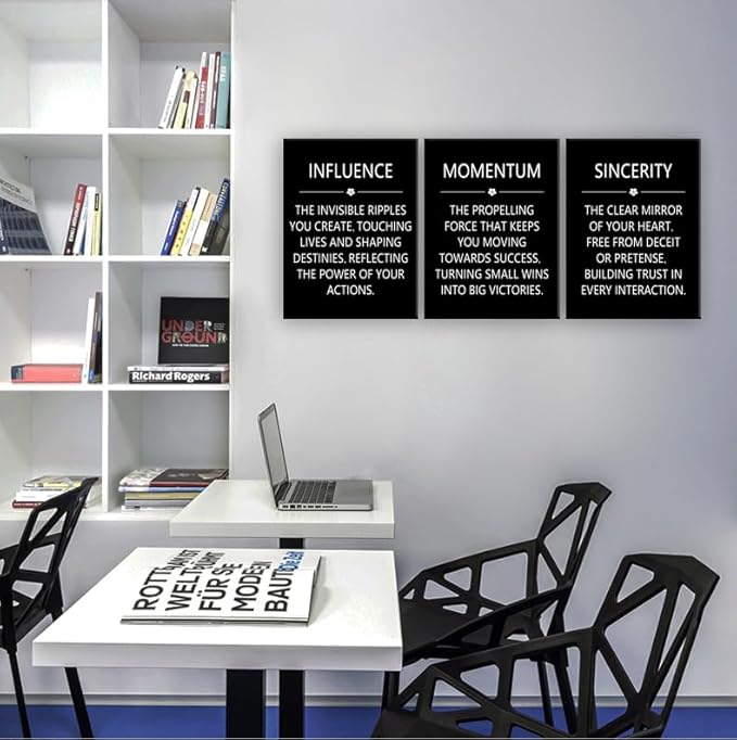 Motivational Canvas Wall Art Influence Sincerity Poster Momentum Picture Inspirational Quotes Wall Office Decor Home Bedroom Wall Decor Wooden Framed Canvas Prints Ready to Hang [36" W X 16" H]