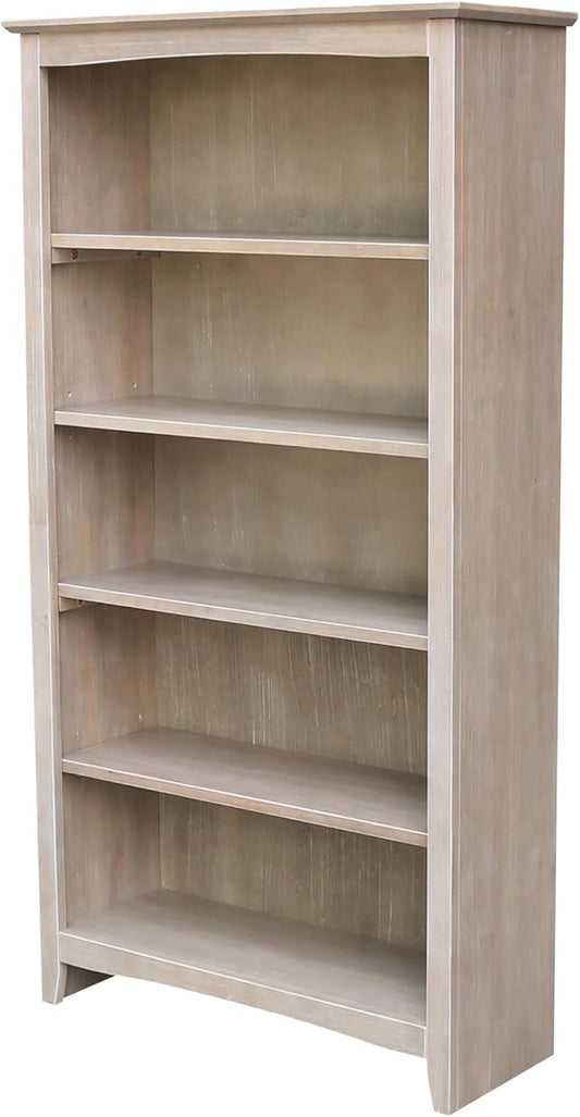Shaker Solid Wood Bookcase, 60" High, Washed Gray Taupe
