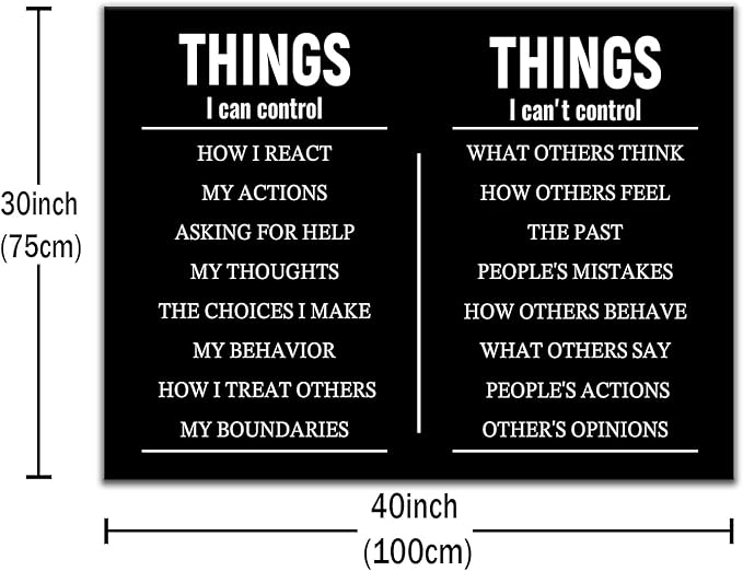 Motivational Quote Office Canvas Wall Art Things I Can Control Poster Decor Inspiring Painting Prints Wall Pictures for Modern Home Living Room Women Room Stretched and Framed [30''W X 40''H]