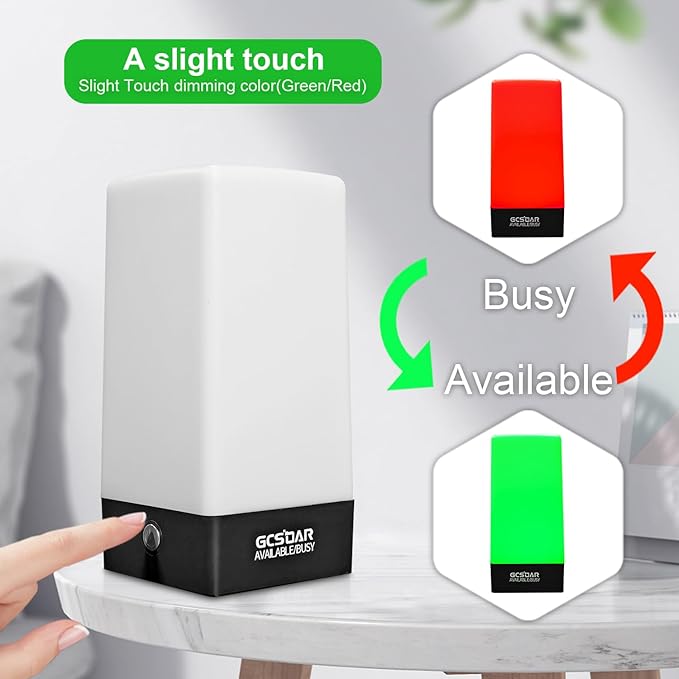 LED Busy Light Status Indicator Green Red Dimmable Lamp Brightness Adjustable Do Not Disturb Busylight for Office Desk, Remote Work, Insomnia Sleep Light
