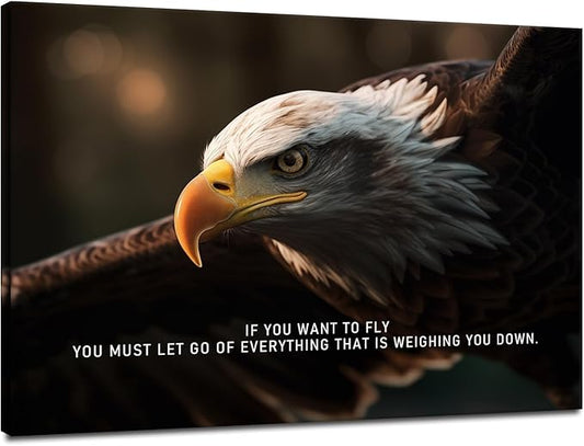 If You Want To Fly Inspirational Canvas Wall Art for Office Eagle Quotes Motivational Posters Picture Prints Modern Home Decor Painting Artwork Stretched and Framed Ready to Hang [24''W x 36''H]