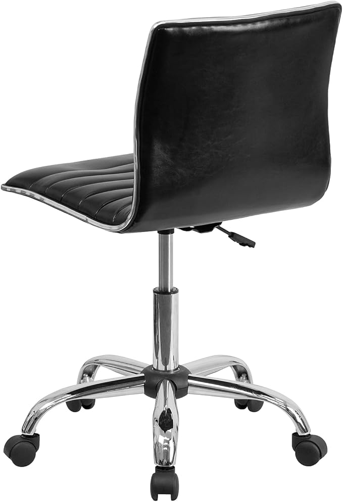 Flash Furniture Alan Low Back Designer Armless Black Ribbed Swivel Task Office Chair