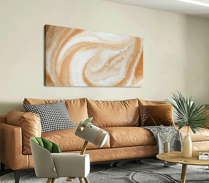 TIGTMULERLY Wall Art Frame Gallery Wall Decor Hot coffee surface Modern Canvas Prints Artwork for Living Room Bedroom Office Kitchen 48x24Inch