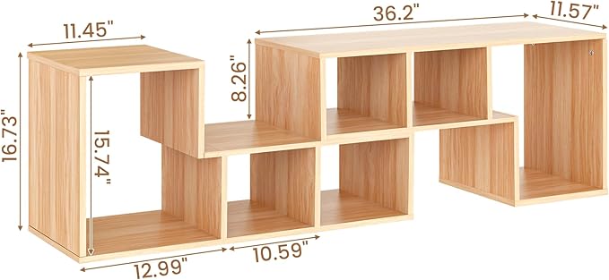 Recaceik Cube Bookshelf 2 Shelf Bookcase L-Shaped TV Console Stand Modern Entertainment Center with Open Storage Shelves for CDs/Movies/Books for Living Room, Bedroom, Home Office (Oak)