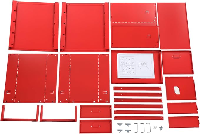 Filing Cabinet with 3 Drawers, Mobile Filing Cabinet with Practical Label Slot, 16 * 11 * 18.9 in Metal Storage Cabinet with Wheels for Home and Office (Red)