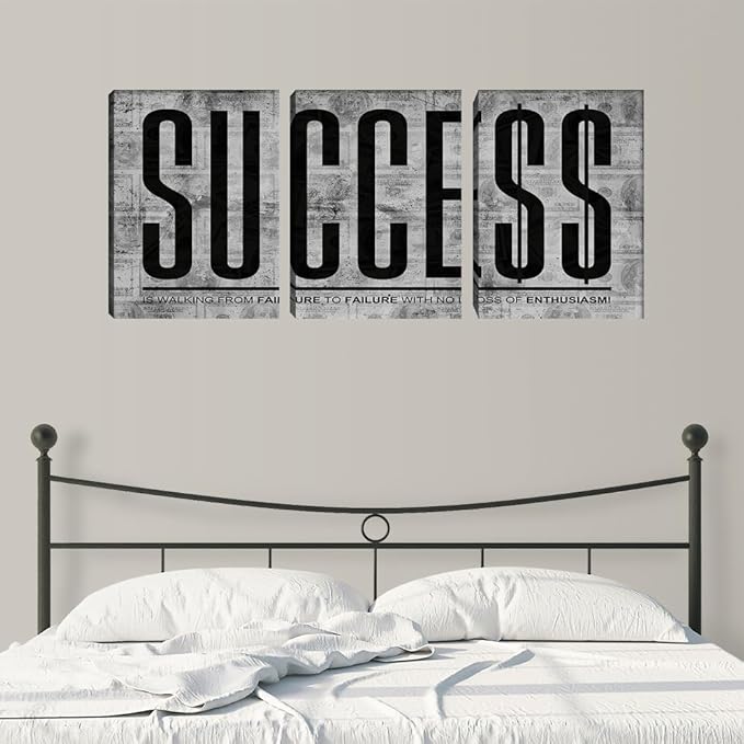 Large Grey Motivational Wall Art Poster Prints Inspiring Quotes Wall Decor Artwork for Office Workplace Living Room Bedroom Home Decorations Framed Ready to Hang(72" Wx36 H)