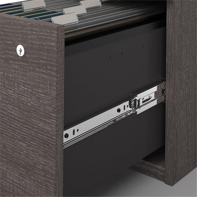 Atlin Designs Modern Wood U Shape Computer Desk with Hutch, Bark Gray Finish, 1" Scratch-Resistant Surface, File Drawer, 95.5 x 66 x 66.5 in Office Desk for Home or Professional Workspace